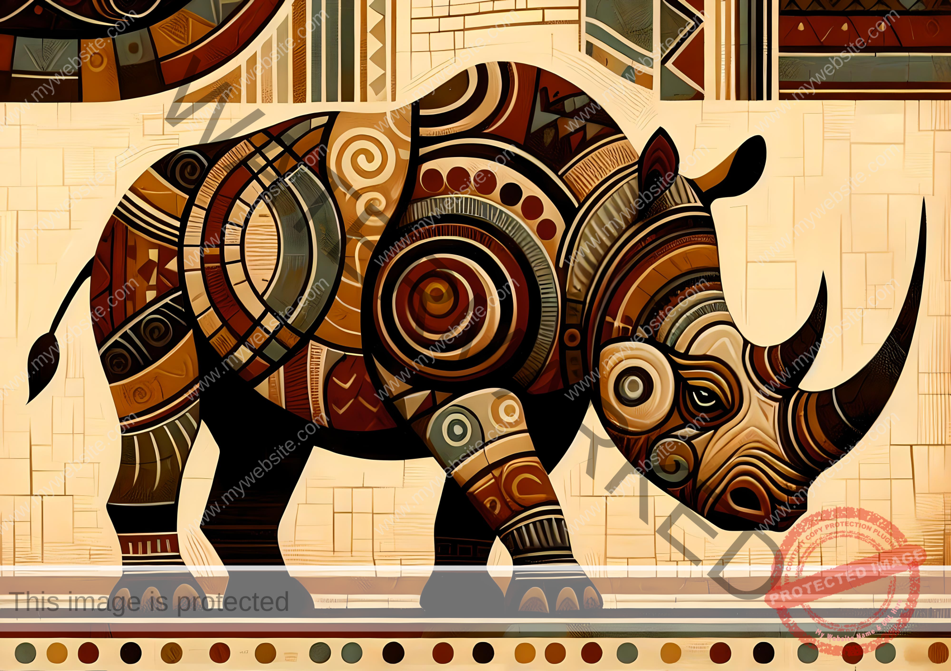 Tribal Rhino – Digital Art Print | African Patterns