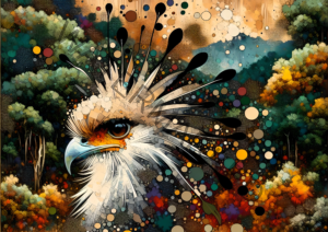 Abstract Secretary Bird Digital Print Wild Patterns