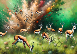 Springbok Leap – Digital Print | Vibrant Motion