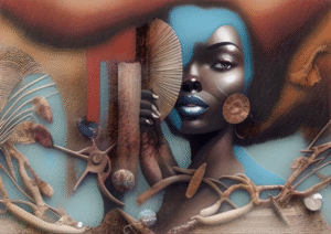 Elegant African portrait and abstract adornments