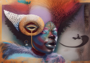 Feathered Vision – Digital Surreal African Portrait