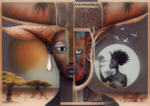 Horned Dreams Digital Surreal African Portrait