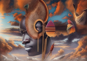 Sunset Adorned – Digital African Portrait