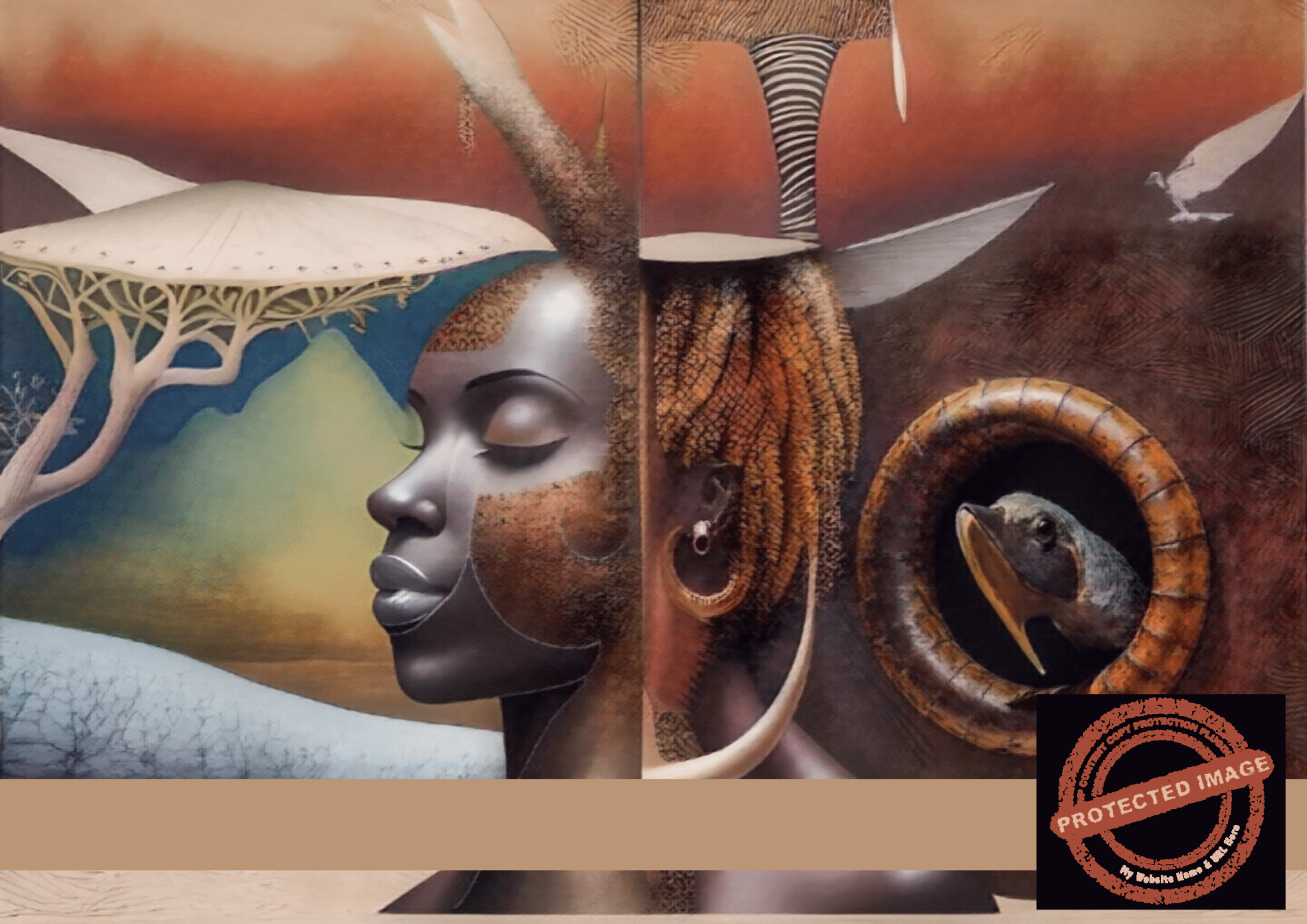 Dual Spirits – Digital Print | Surreal African Portraits