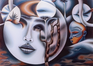 Moonlit Visions Digital Print Surreal African Dream