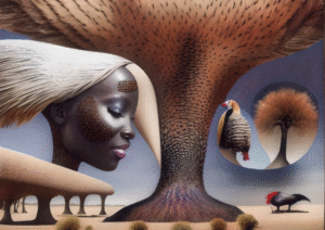 African portrait with textured features