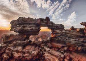Sunrise Rock Bridge | Majestic Desert Arch Art