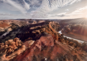 Sunlit Canyon Vista | Majestic Landscape Art Print
