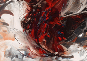 Crimson Currents – Digital Abstract Swirl Art Print
