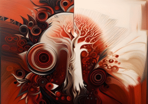 Fiery Roots – Abstract Tree of Life Digital Print