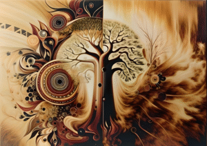 Whirling Roots – Digital Abstract Tree of Life Art