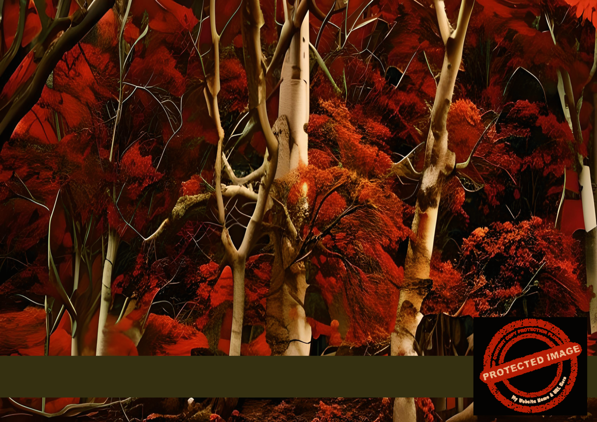 Crimson Canopy – Surreal Luminous Forest Art