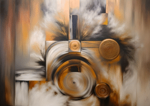 Golden Currents – Abstract Geometric Digital Art