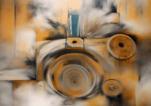 Amber Spiral – Abstract Geometric Clouds Art Print