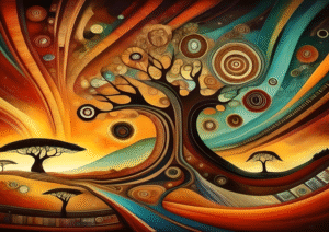 Teal Sunrise – Abstract African Landscape Art Print