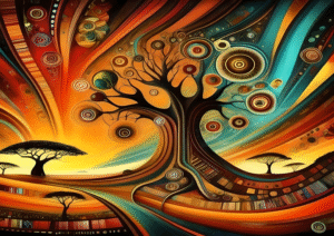 Radiant Savanna – Swirling Abstract Africa Art Print