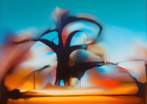 Sunset Baobab Dream – Surreal African Tree Art