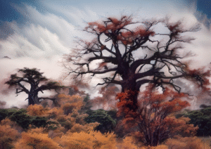 Autumn Dream Baobabs | Mystical Landscape Print
