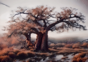 Golden Mist Baobabs | Autumn Legends Digital Print
