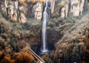 Autumn Cascade | Majestic Waterfall Landscape Art - NiJaLo Art