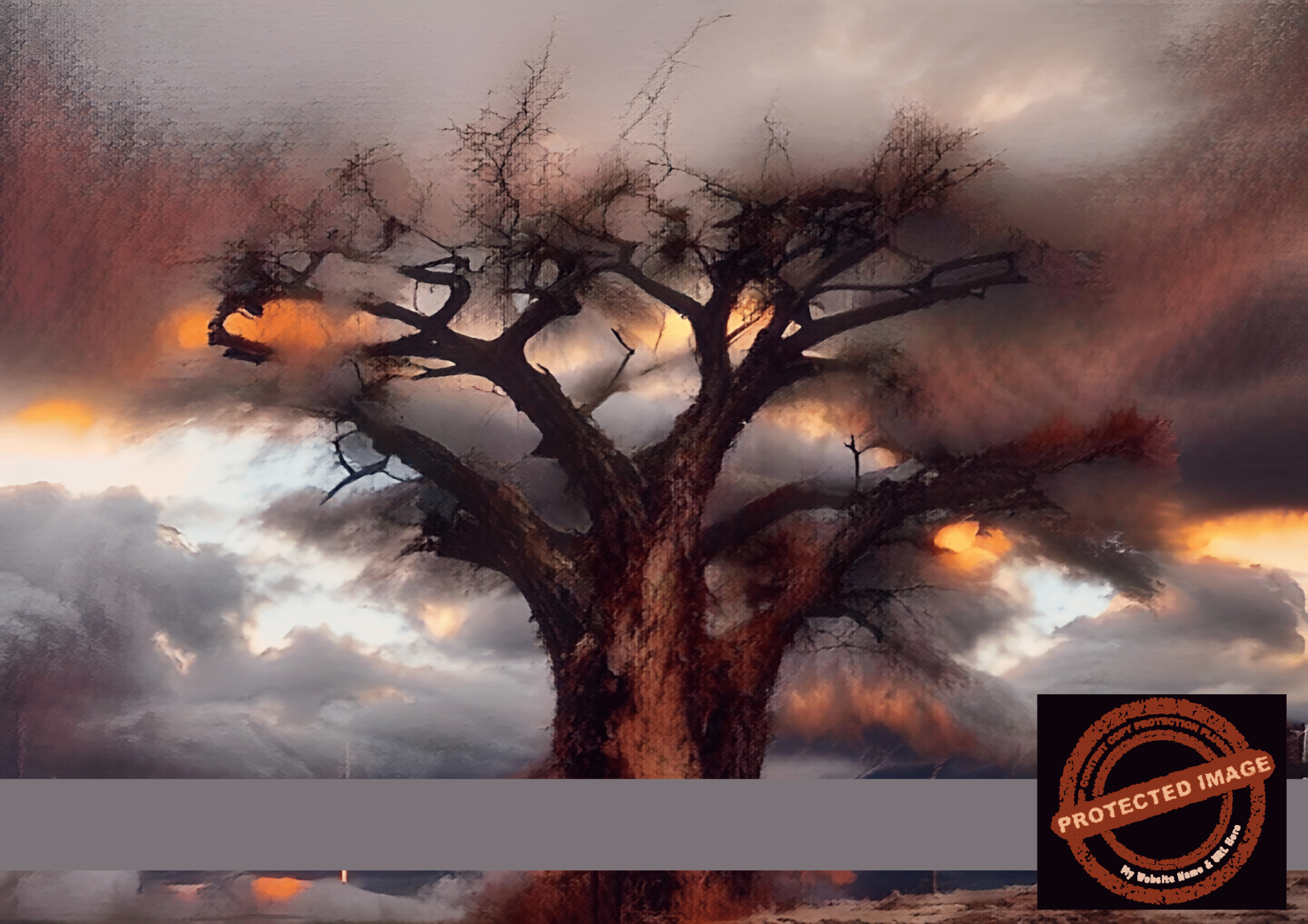 "Baobab Twilight: Digitally Infused Sunset Tree"