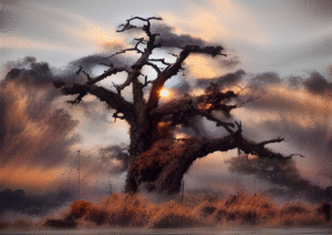 "Abstract Baobab at Sunset" - Digital Art Download