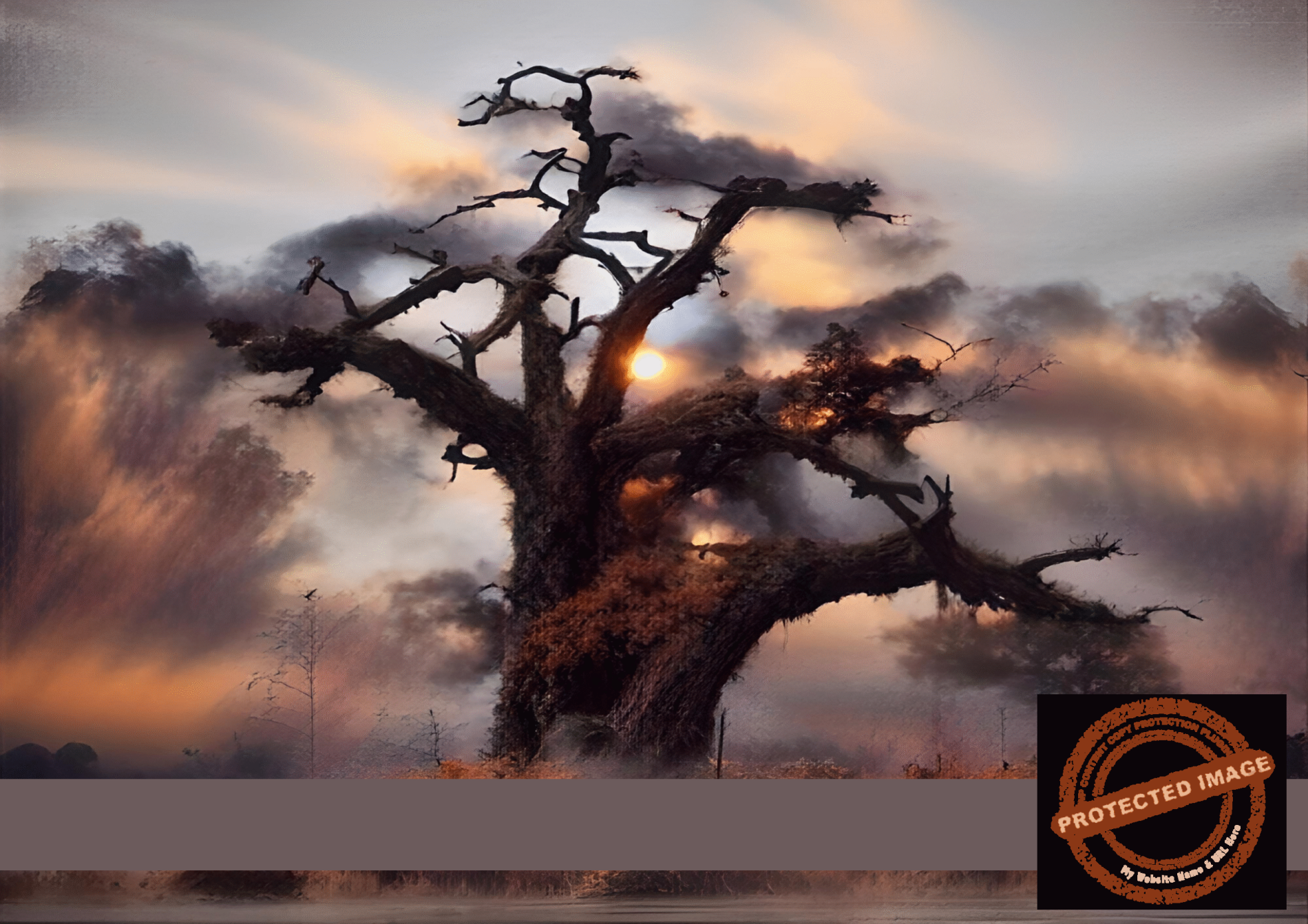 "Abstract Baobab at Sunset" - Digital Art Download
