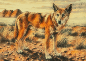 Golden Outback Dingo Digital Art Print | Wall Decor