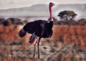 A majestic Ostrich in the African savanna